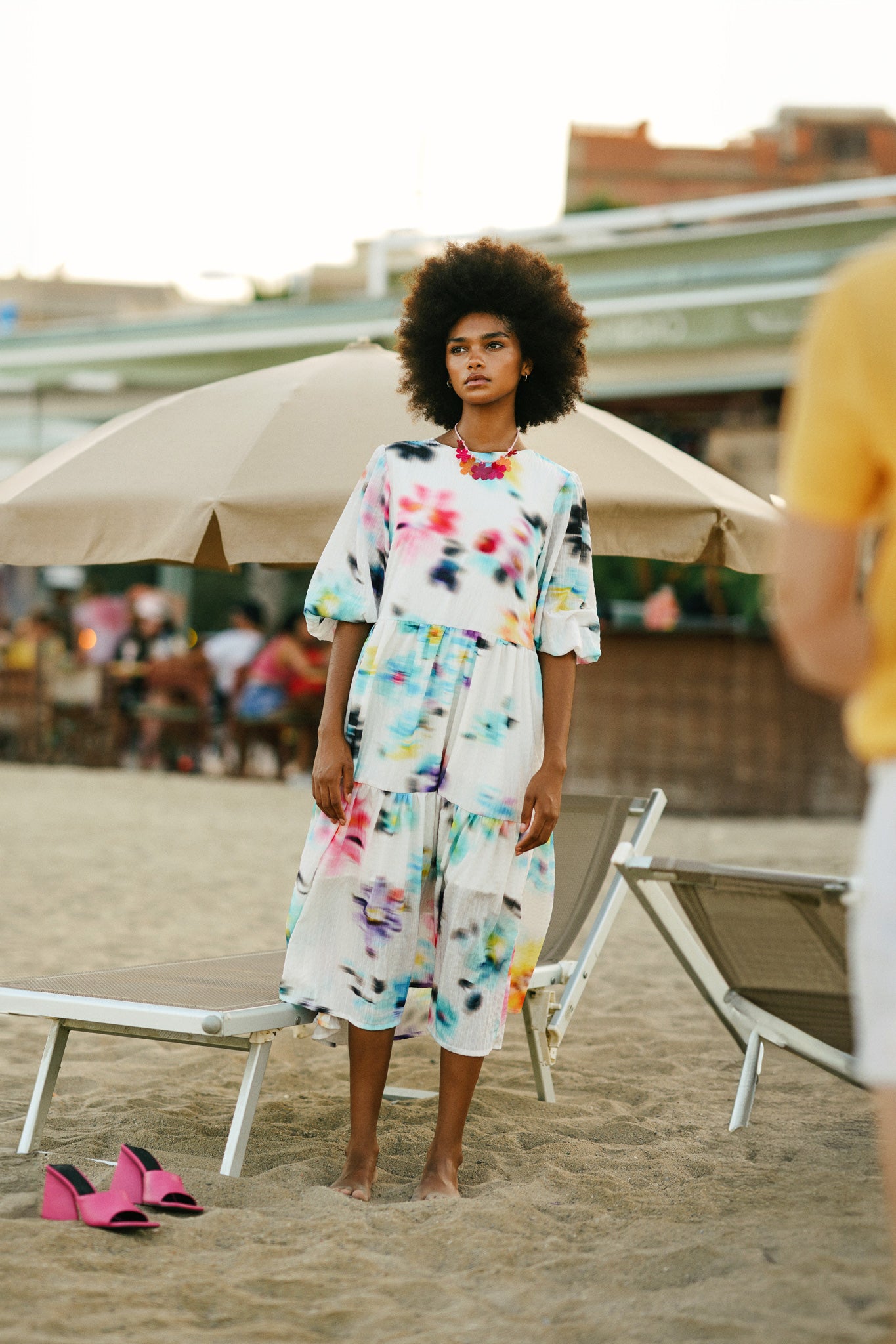 Floral mirage puffer dress