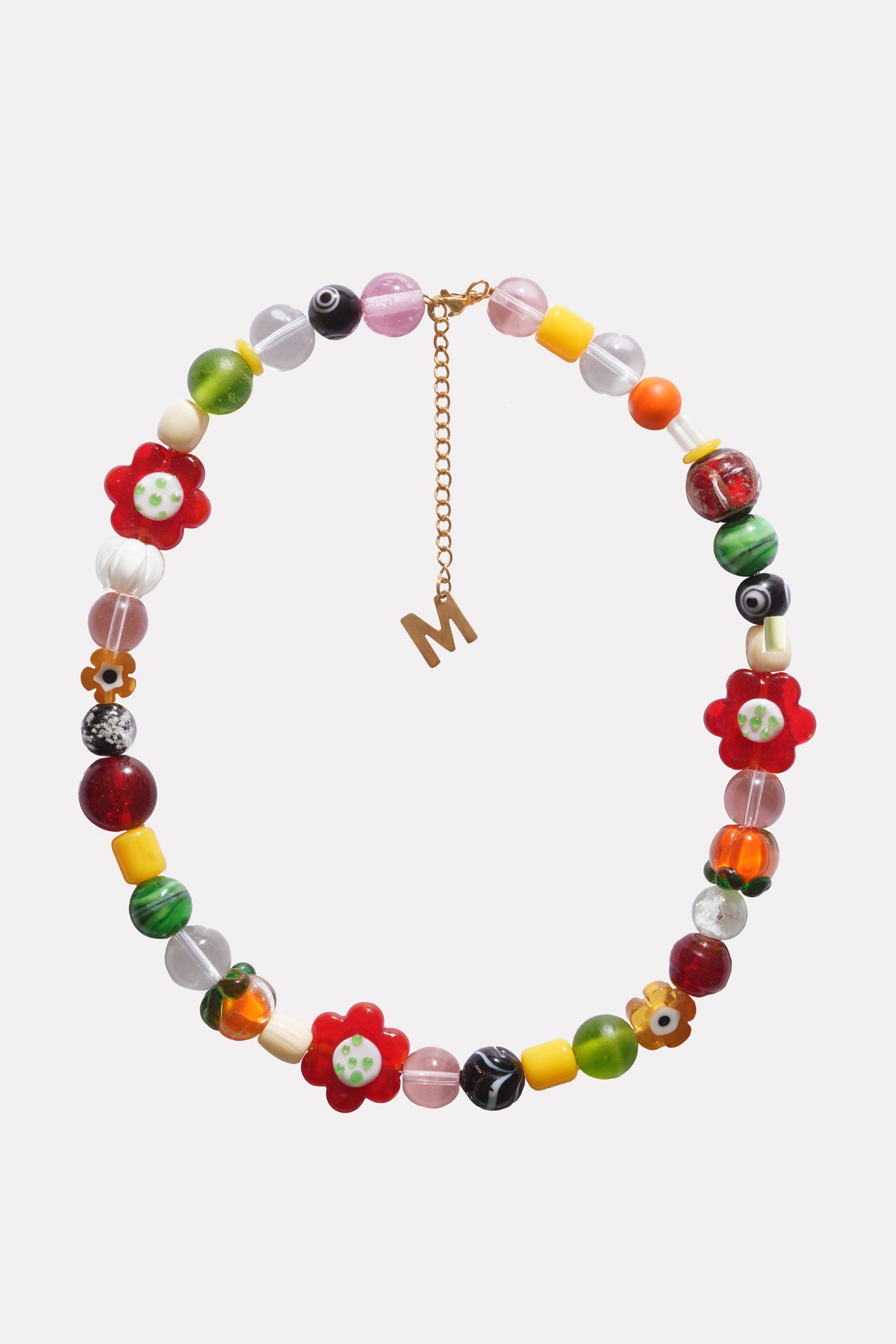 Poppy multicolor glass bead necklace